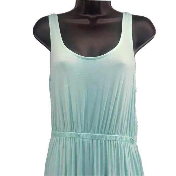 NWT Francesca's Maxi Dress Green Knit Semi Sheer Juniors Size Large Pastel - Picture 3 of 9